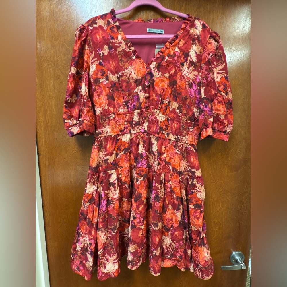 Danny‎ & Nicole Red and Pink Floral Dress
